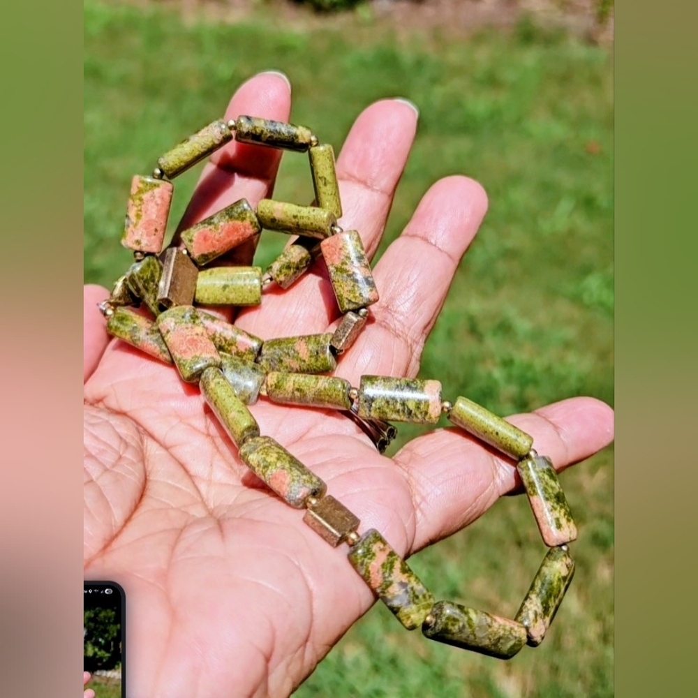 CHOOSE ONE. Unakite Pendant Necklace - Picture 3 of 4